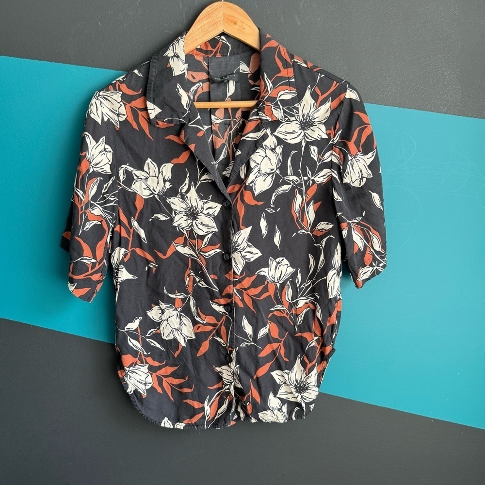 Rag & Bone Mare Short-Sleeve Shirt In Floral Print size XS - Silk blend